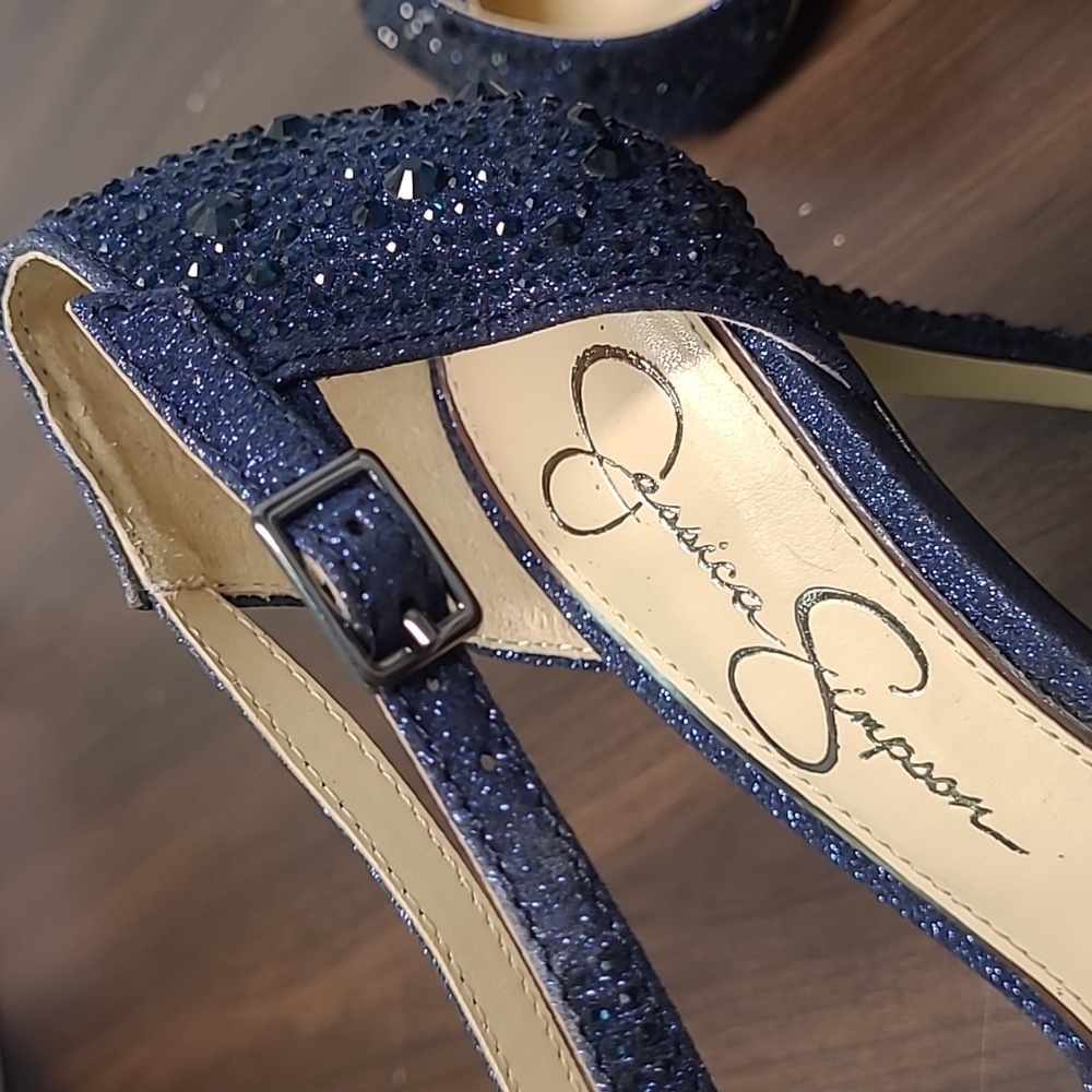 Jessica Simpson Navy Sparkle Heels - Picture 7 of 10